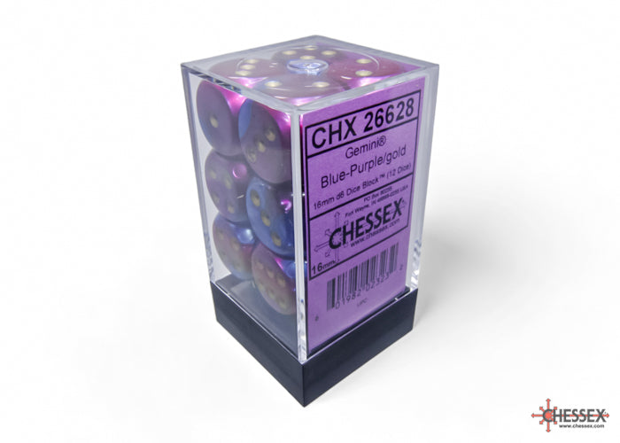 Chessex: Gemini: Blue-Purple / Gold 16mm 12d6 RPG | Elderwoods