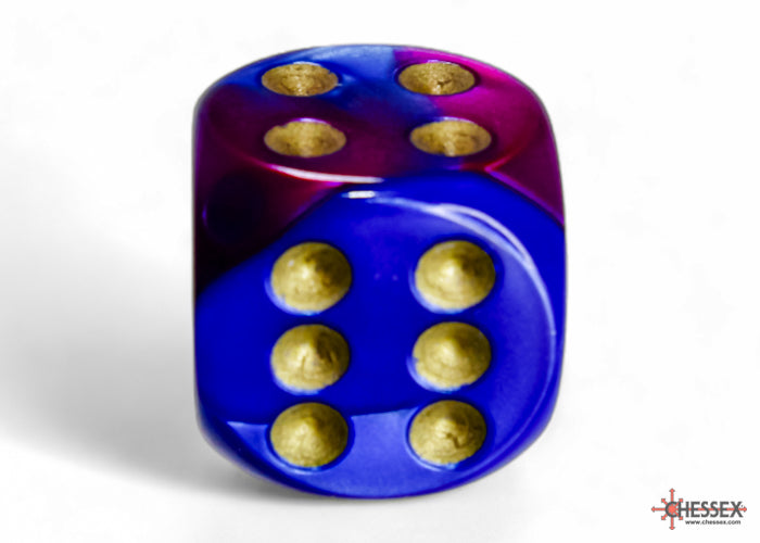 Chessex: Gemini: Blue-Purple / Gold 16mm 12d6 RPG loose dice