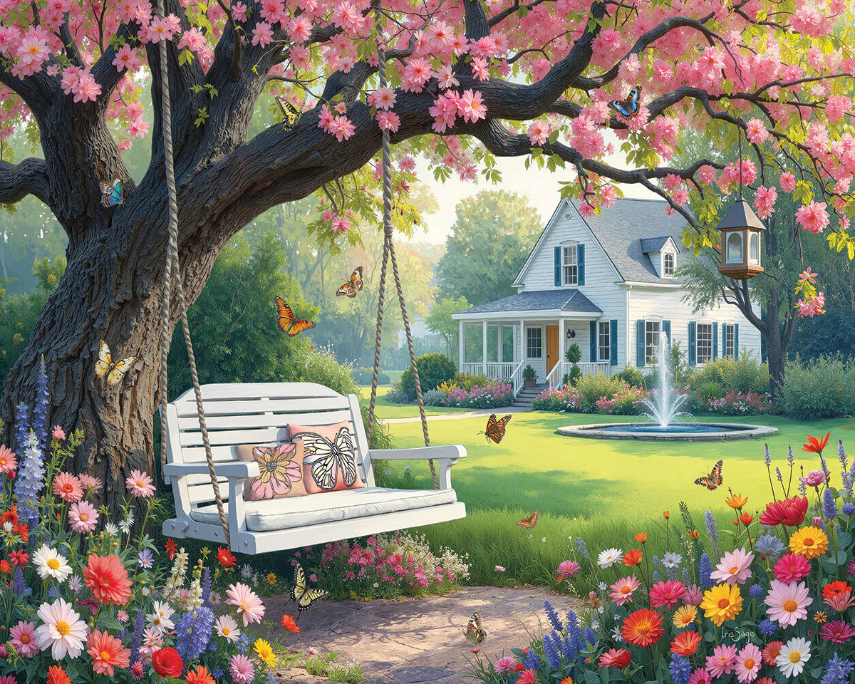 Under Pink Blooms - 1000 Piece Jigsaw Puzzle White Mountain