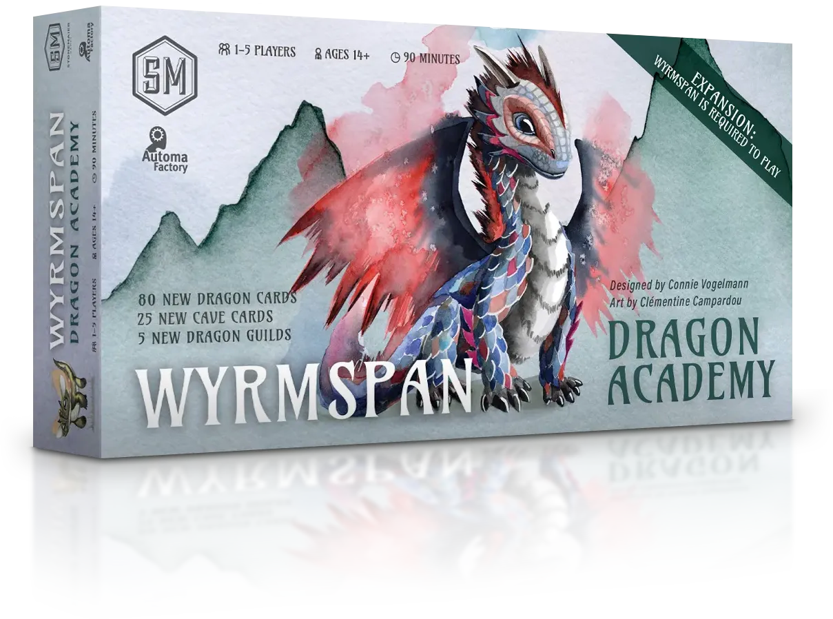 Wyrmspan Dragon Academy expansion box 3D view | Elderwoods