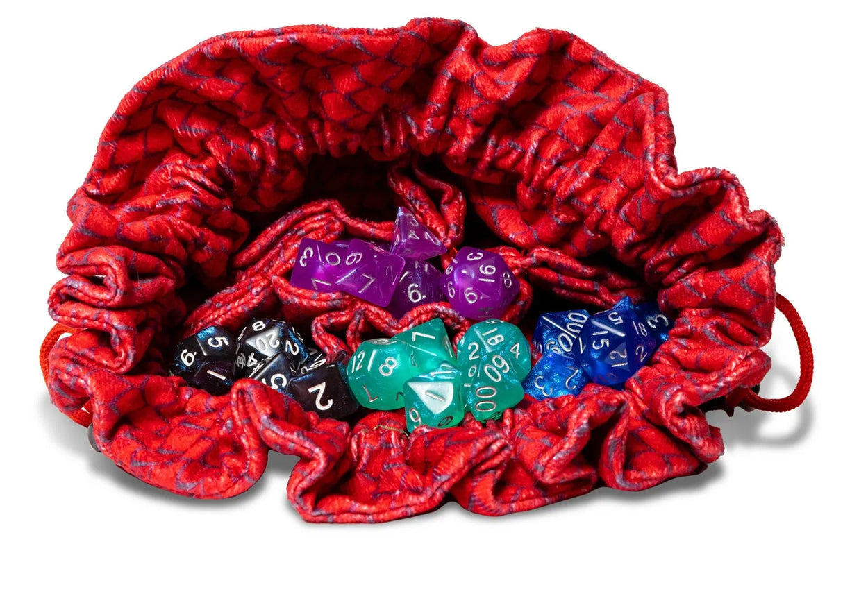 Dragon Storm Velvet Compartment Dice Bag: Red Dragon Scales