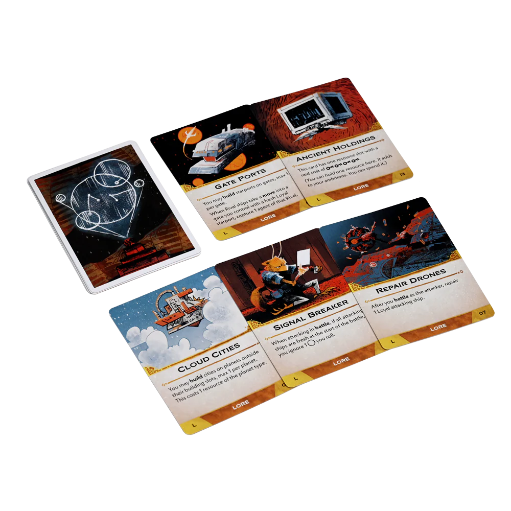 ARCS detailed game lore cards