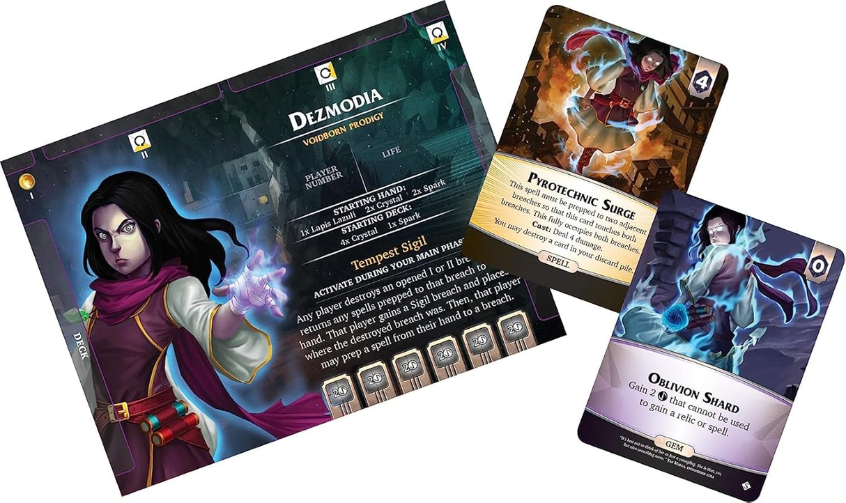 Aeon's End: War Eternal game components and mage cards Desmodia