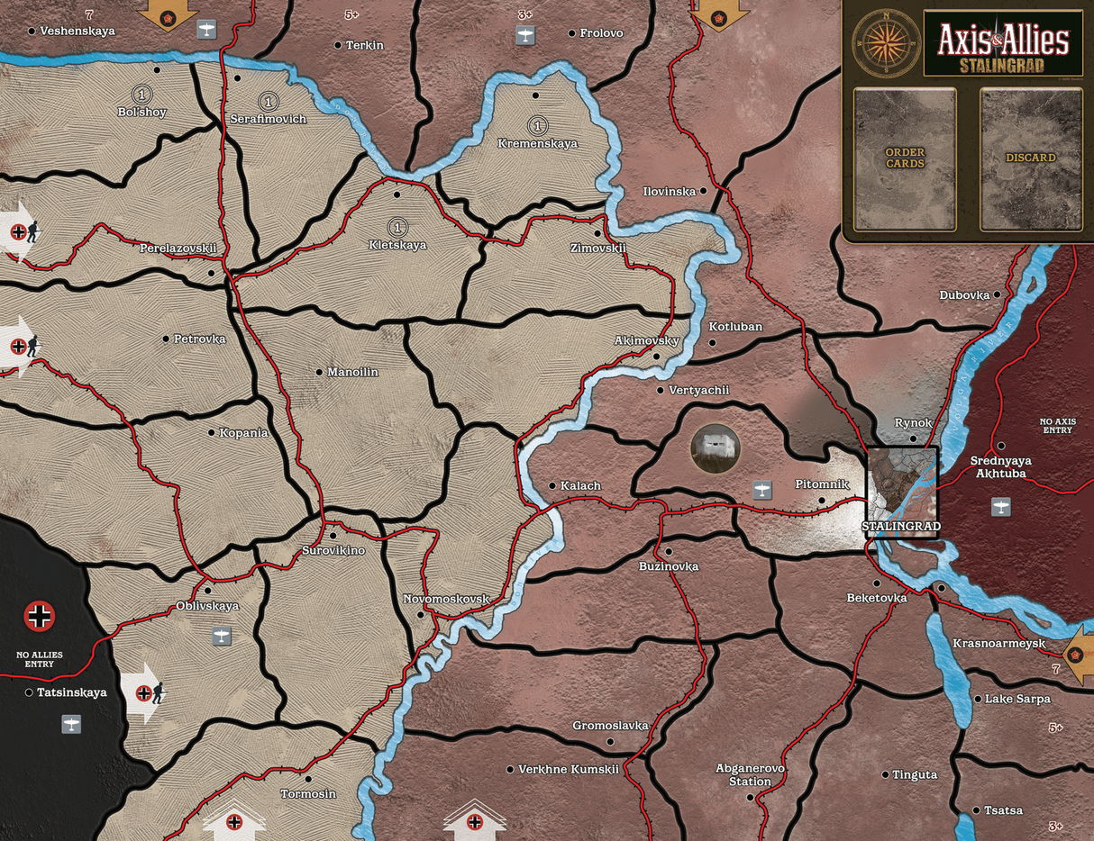 Axis & Allies: Stalingrad game board and battlefield