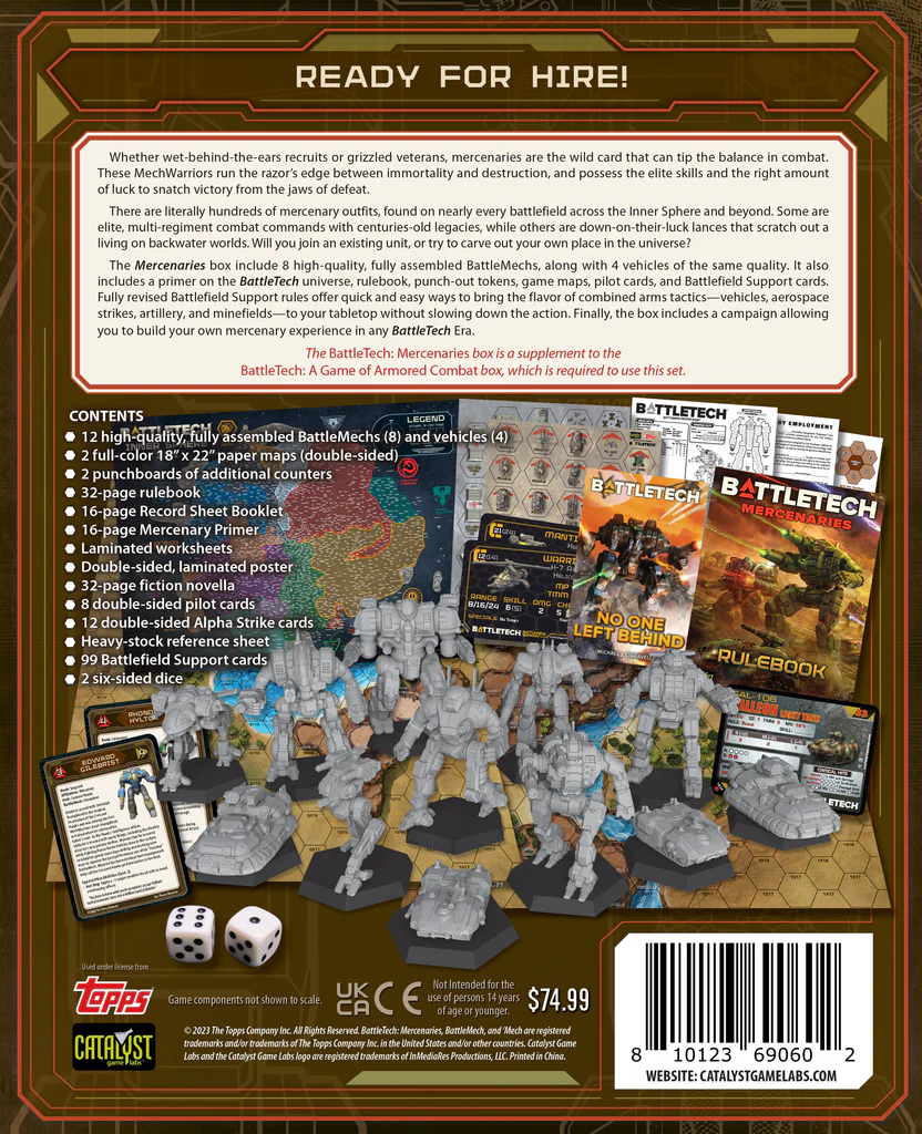 BattleTech: Mercenaries Box Set mech miniatures and components
