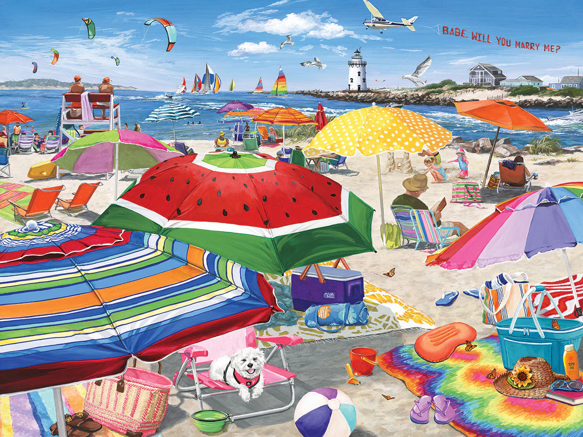 Beach Umbrellas - 500 Piece Jigsaw Puzzle White Mountain