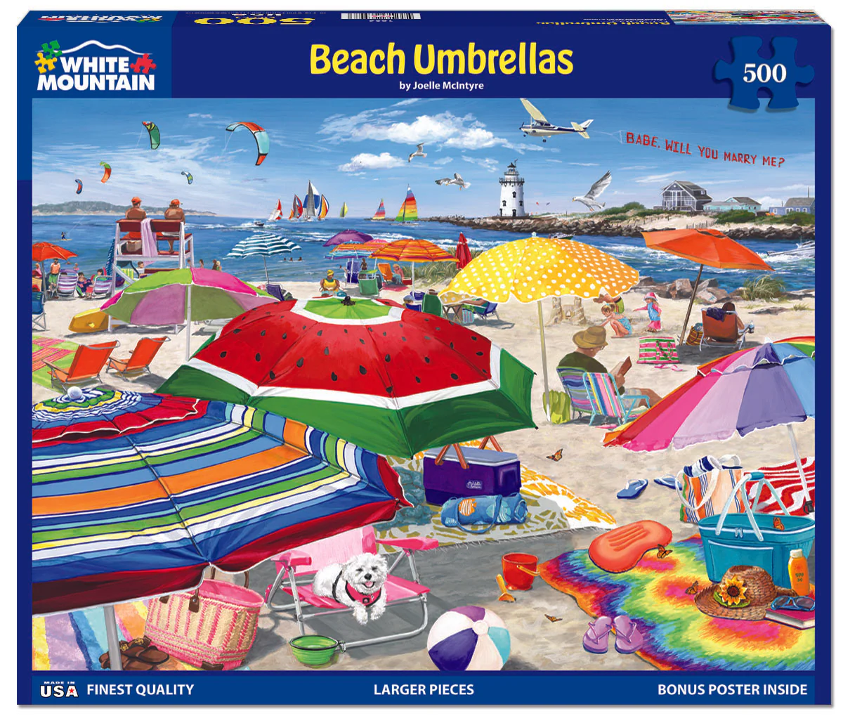 Beach Umbrellas - 500 Piece Jigsaw Puzzle White Mountain