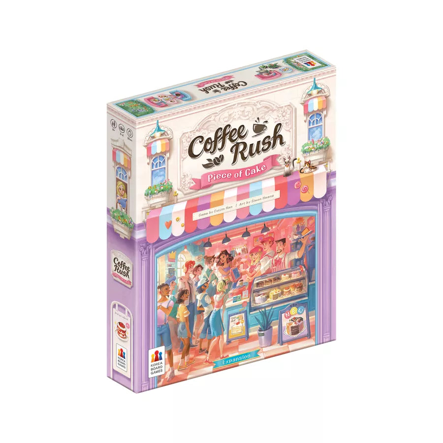 Coffee Rush: Piece of Cake board game box and components