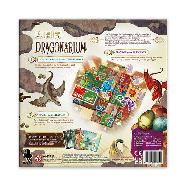 Dragonarium board game player boards and territory tiles layout