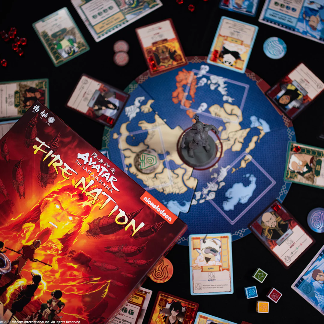 Fire Nation Rising Avatar the Last Airbender game box back showing components and gameplay overview