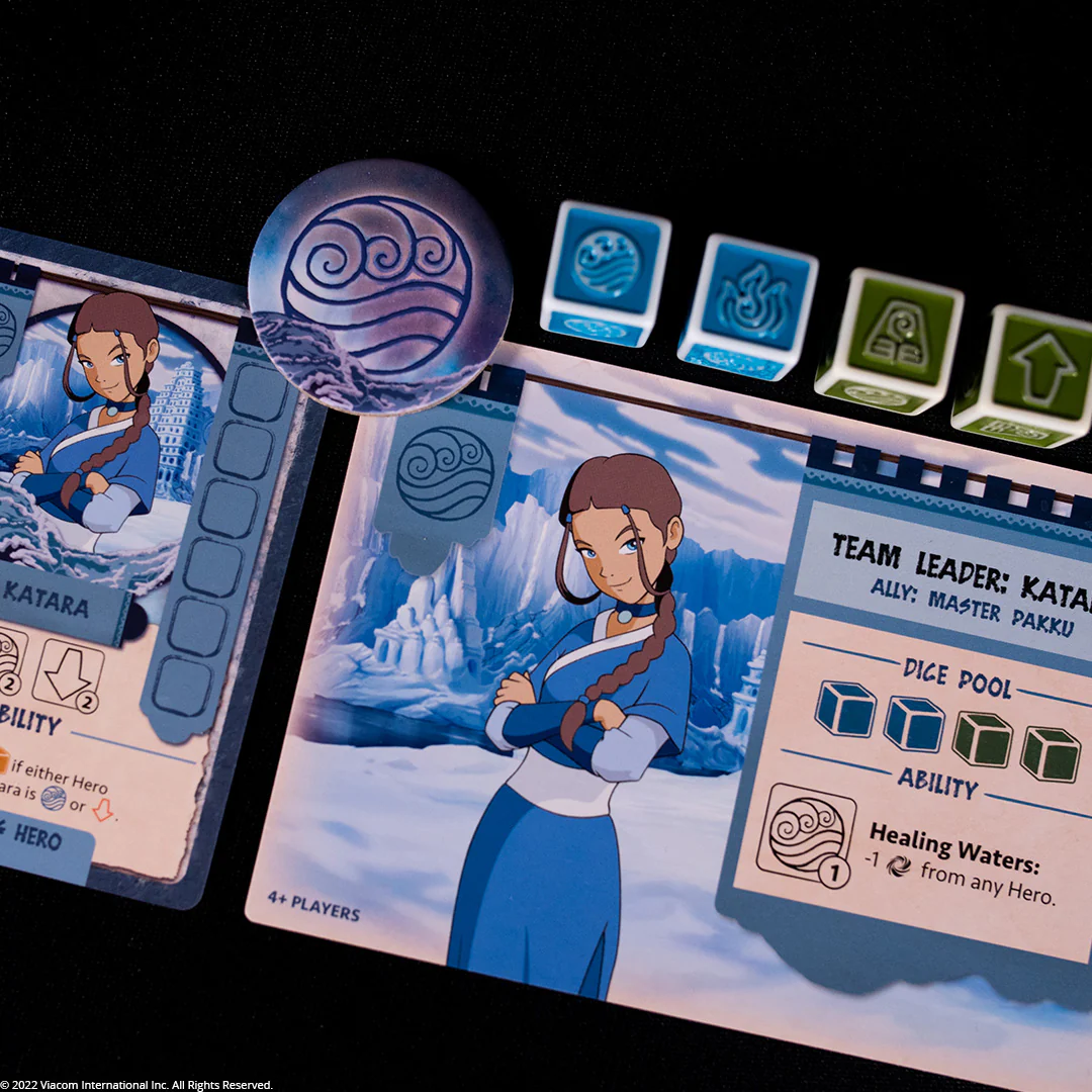Fire Nation Rising Avatar the Last Airbender game board with Katara