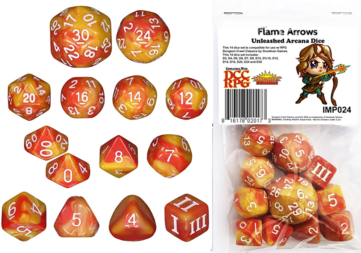 Flame Arrows (14 Dice Set) - For use with DCC