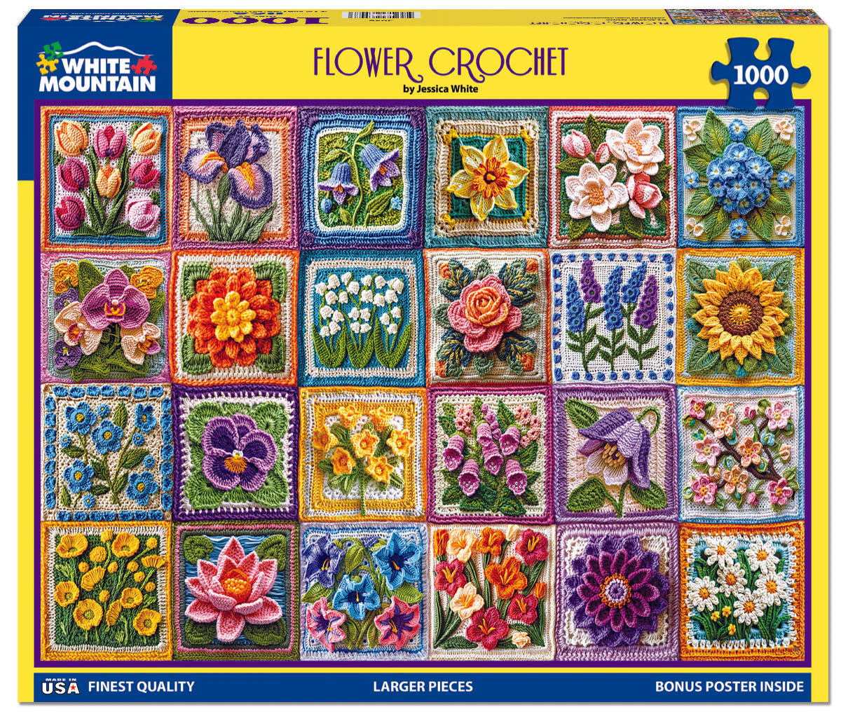 Flower Crochet - 1000 Piece Jigsaw Puzzle White Mountain completed puzzle image
