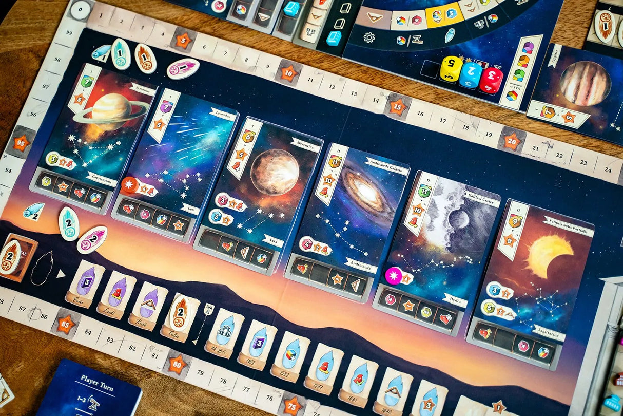 Galileo Galilei gameplay setup with telescope tokens