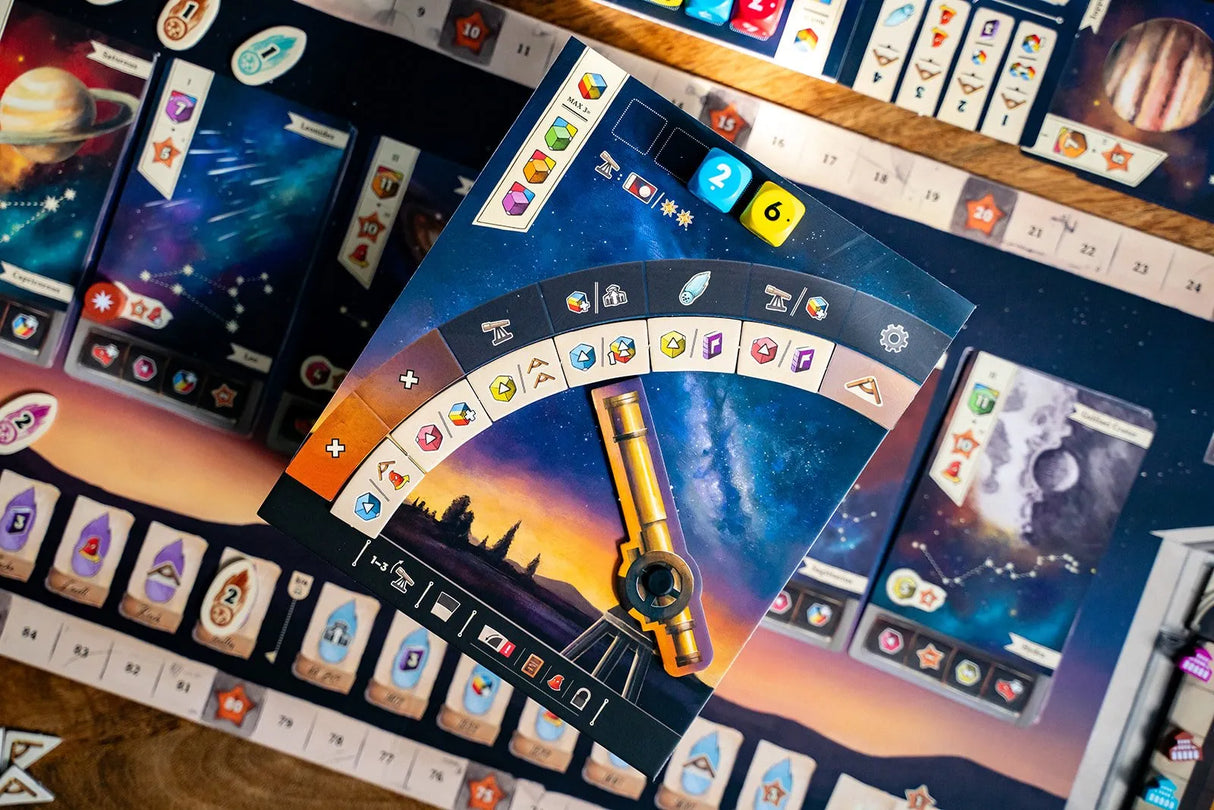 Galileo Galilei game board and celestial mechanics