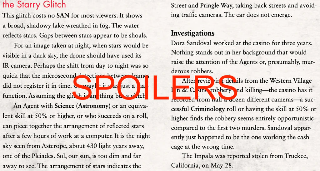 Delta Green RPG: God's Eye (Paperback) Interior pages with scenario details