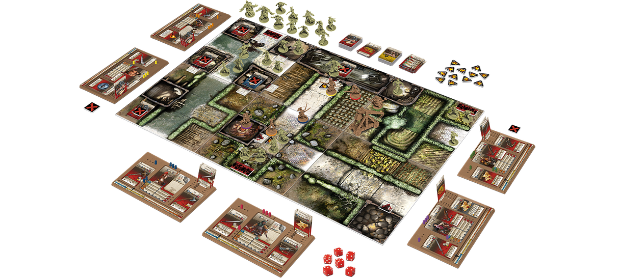 Zombicide Green Horde complete game components with orc zombies
