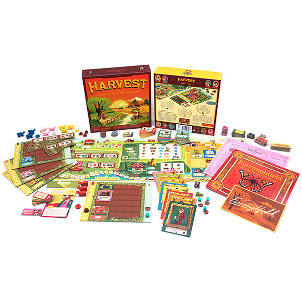 Harvest (Retail Edition) board game components and game board setup
