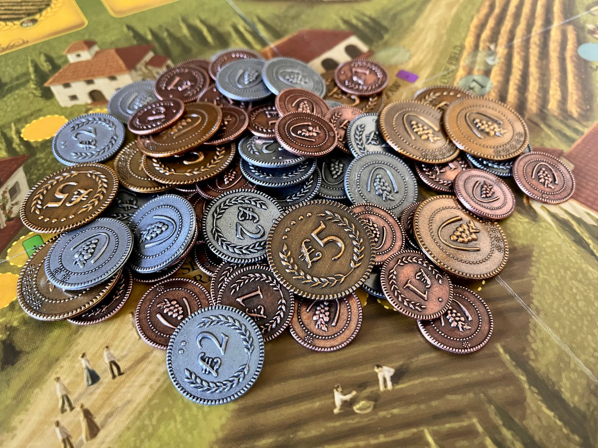 Viticulture: Metal Lira Coins