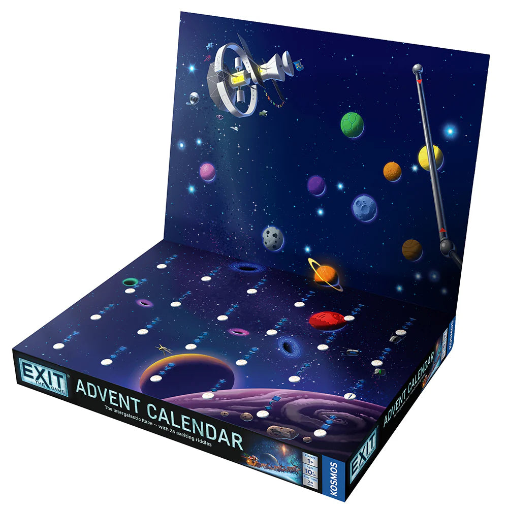 Exit Advent Calendar: The Intergalactic Race opened calendar with daily puzzles