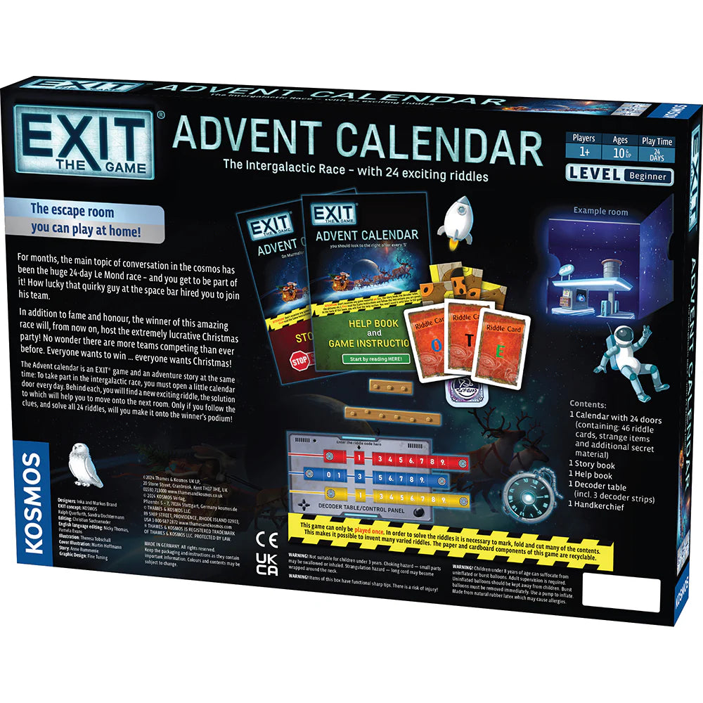 Exit Advent Calendar: The Intergalactic Race back of box details