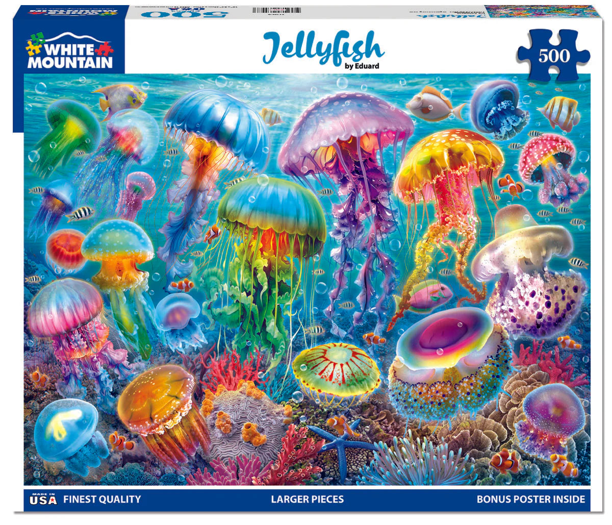Jellyfish - 500 Piece Jigsaw Puzzle White Mountain completed puzzle image