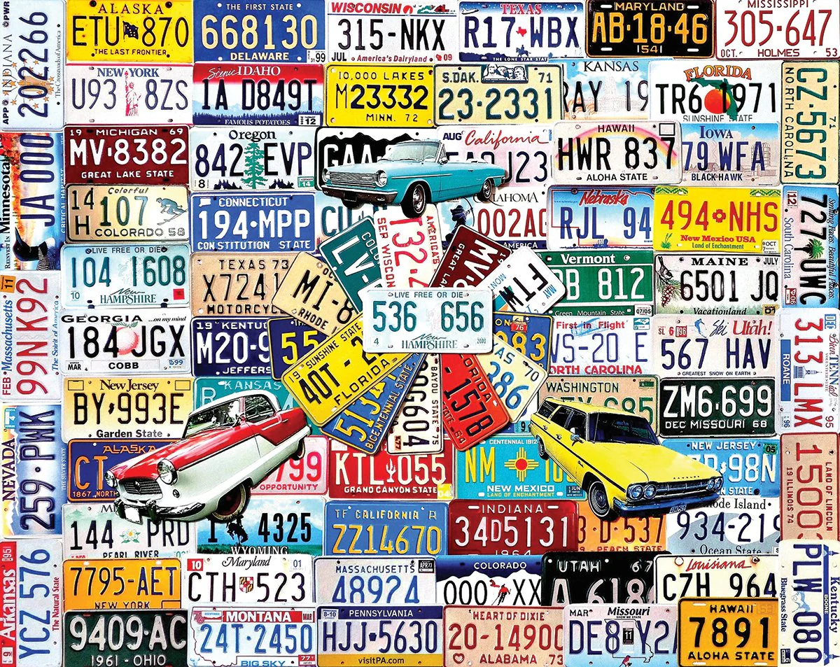 License Plates - 1000 Piece Jigsaw Puzzle White Mountain