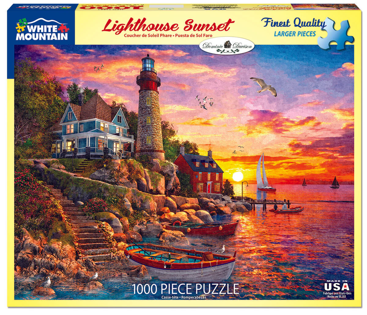 Lighthouse Sunset - 1000 Piece Jigsaw Puzzle White Mountain