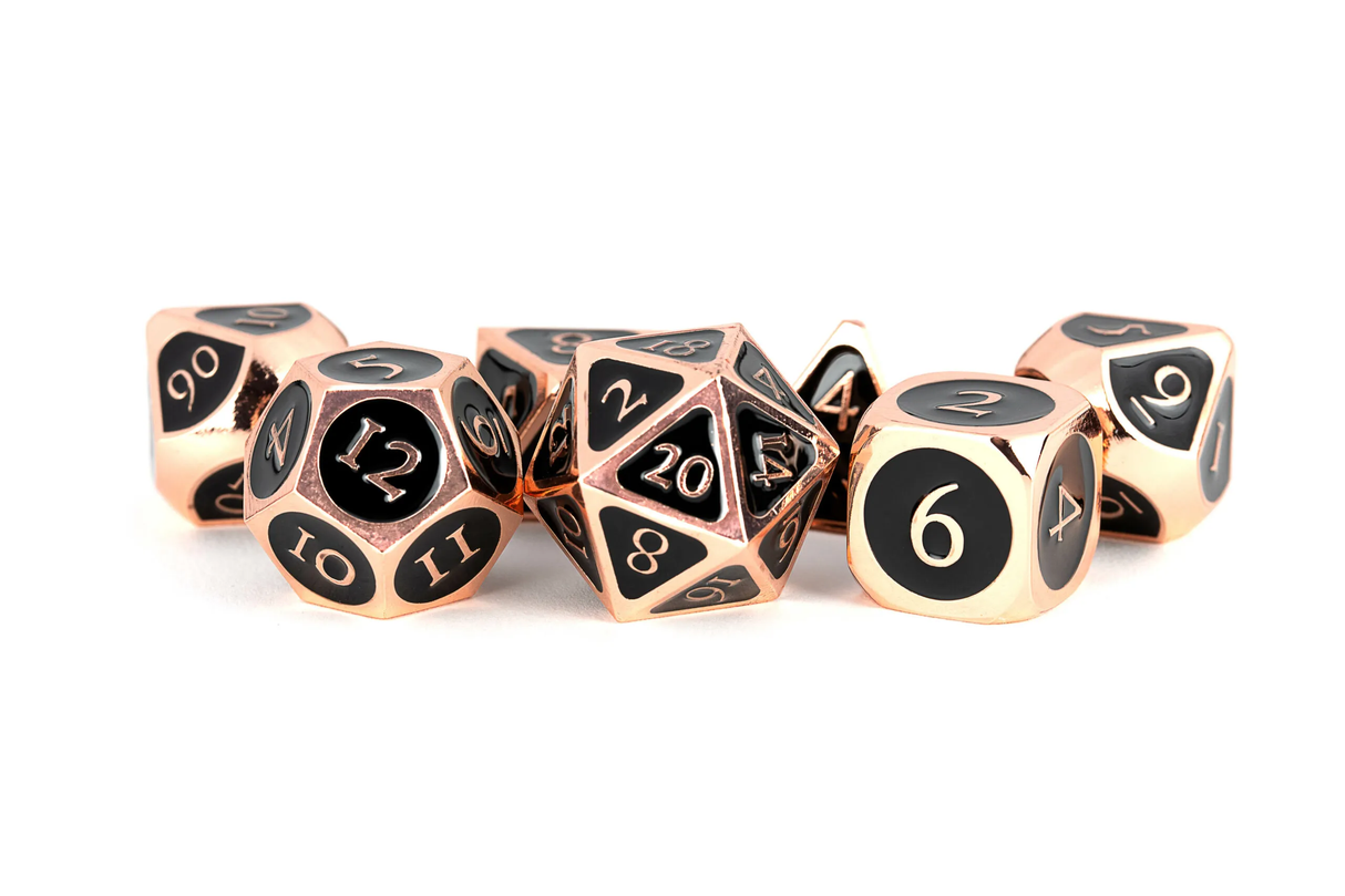16mm Metal Polyhedral Dice: Antique Copper with black enamel | Elderwoods