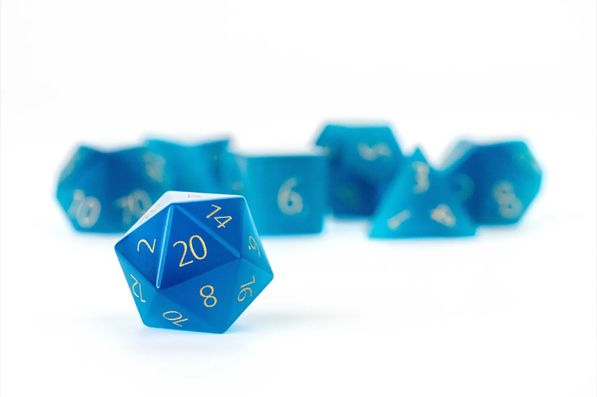 7-Die Set 16mm Mystic Mines Stone: Engraved Cat's Eye Aquamarine