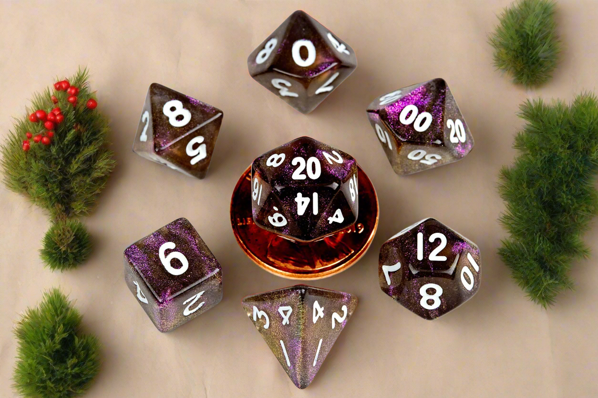 7 count Mini Poly Stardust Supervolcano Dice Set