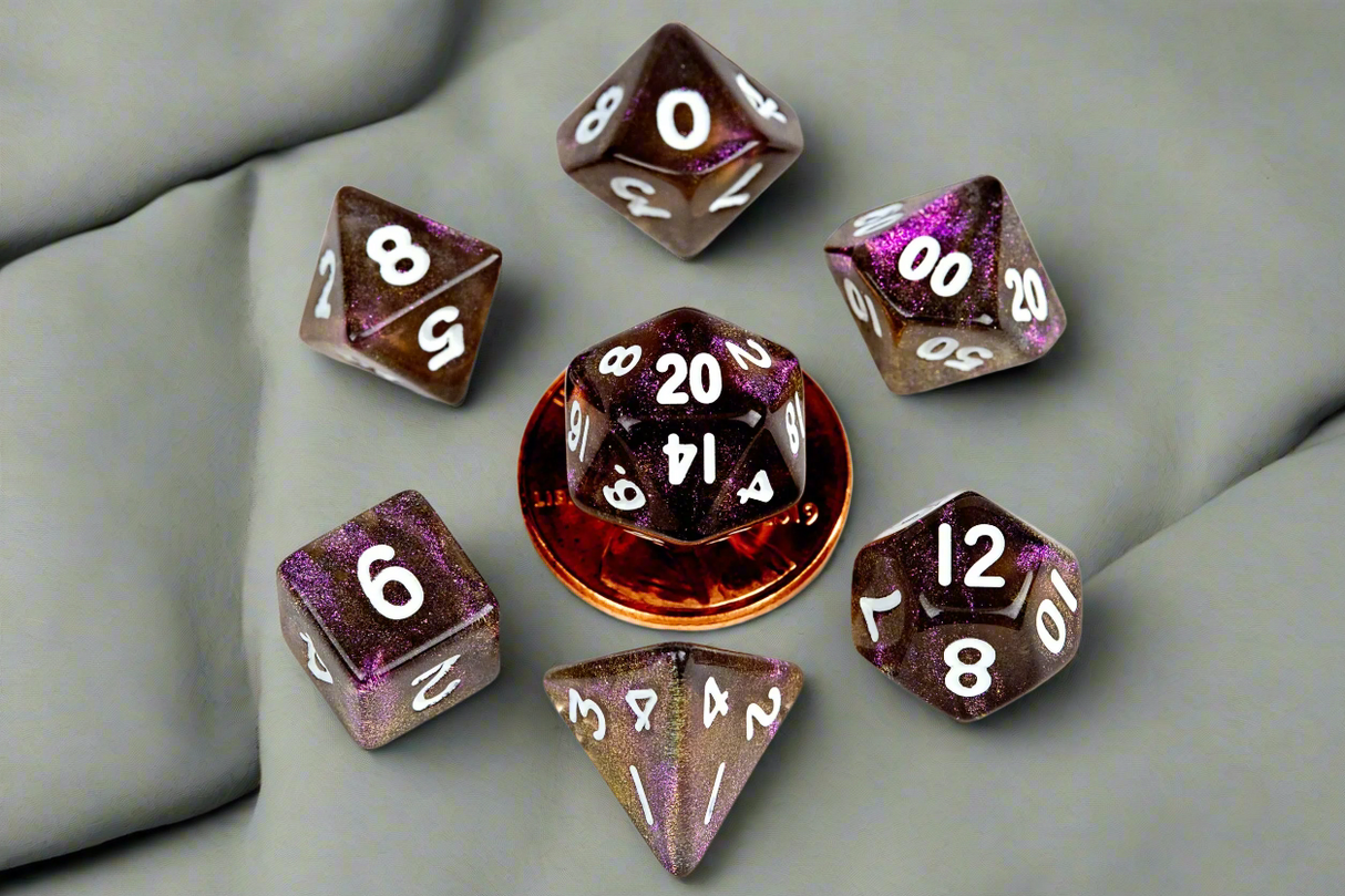 7 count Mini Poly Stardust Supervolcano Dice Set