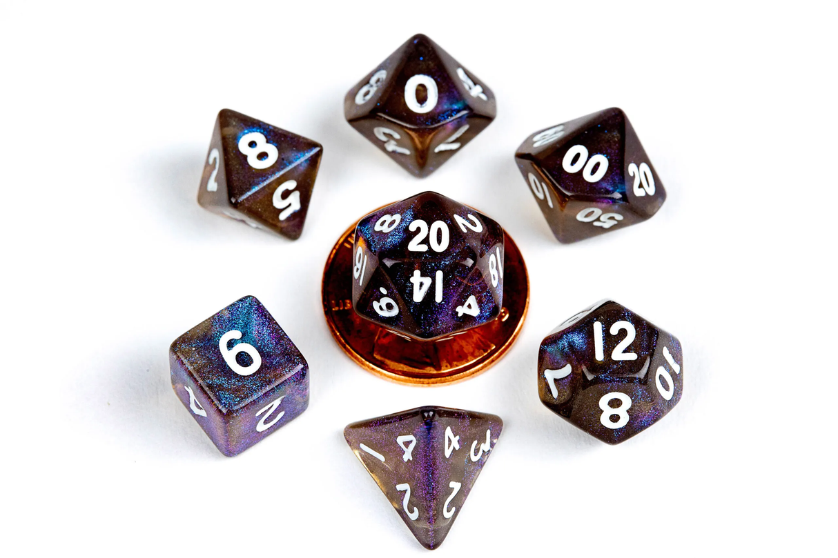 7 Count Mini Poly Stardust Galaxy Dice Set
