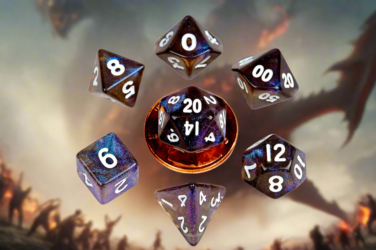 7 Count Mini Poly Stardust Galaxy Dice Set