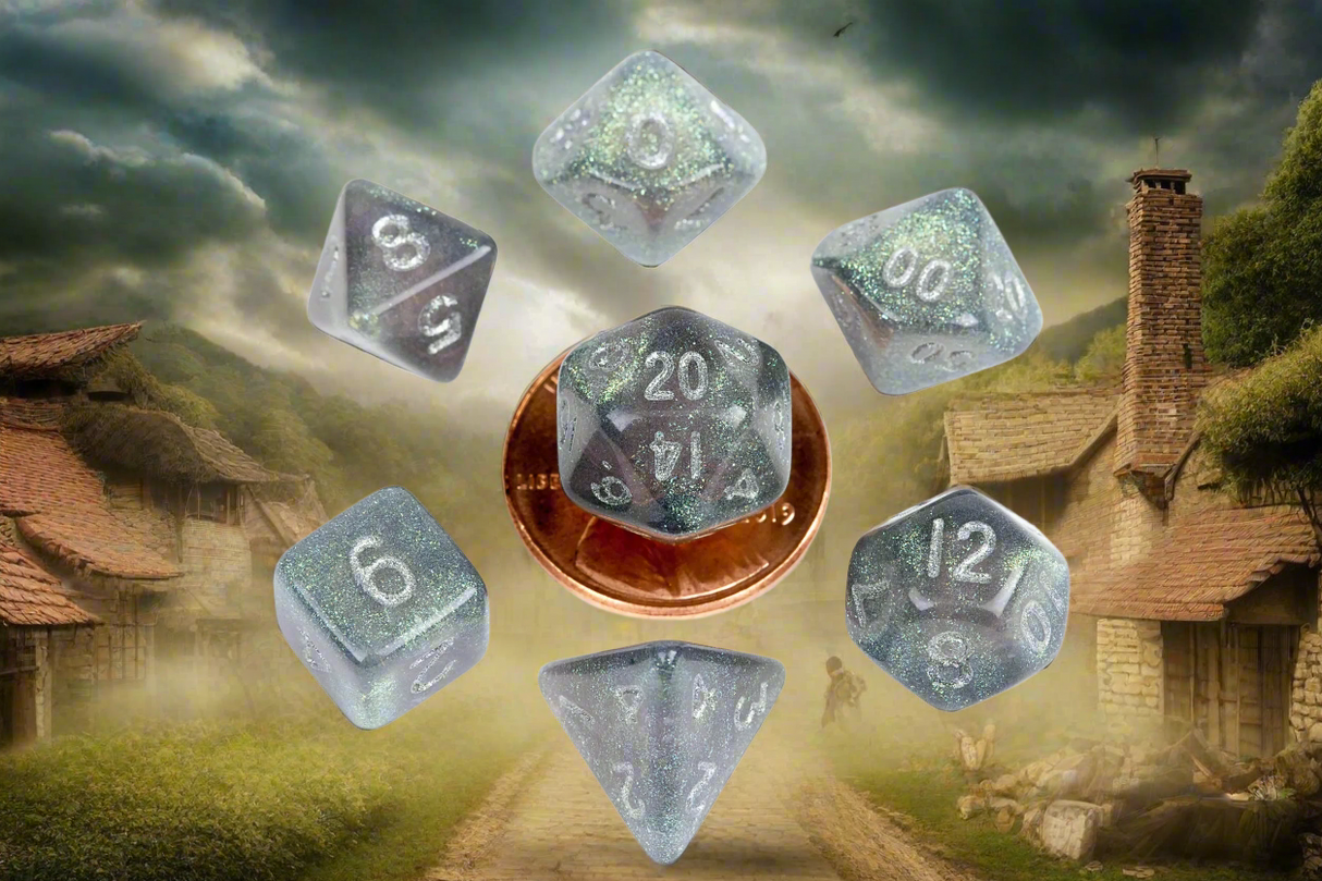 7 Count Mini Poly Stardust Gray with Silver Numbers