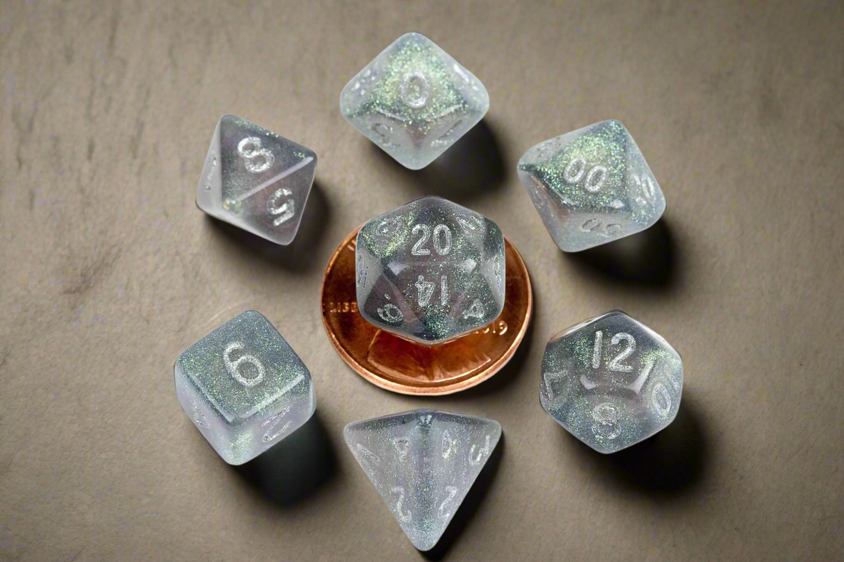 7 Count Mini Poly Stardust Gray with Silver Numbers