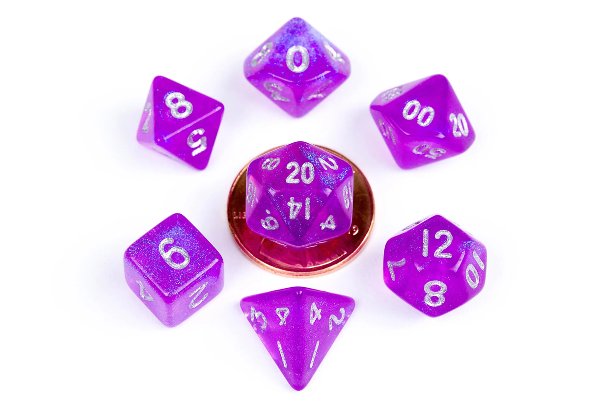 7 Count Mini Poly Stardust Purple Dice Set