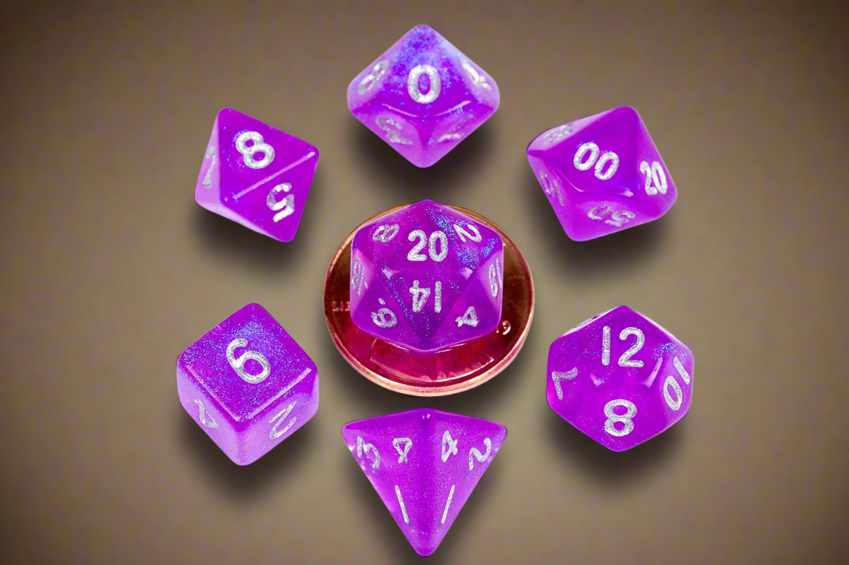7 Count Mini Poly Stardust Purple Dice Set