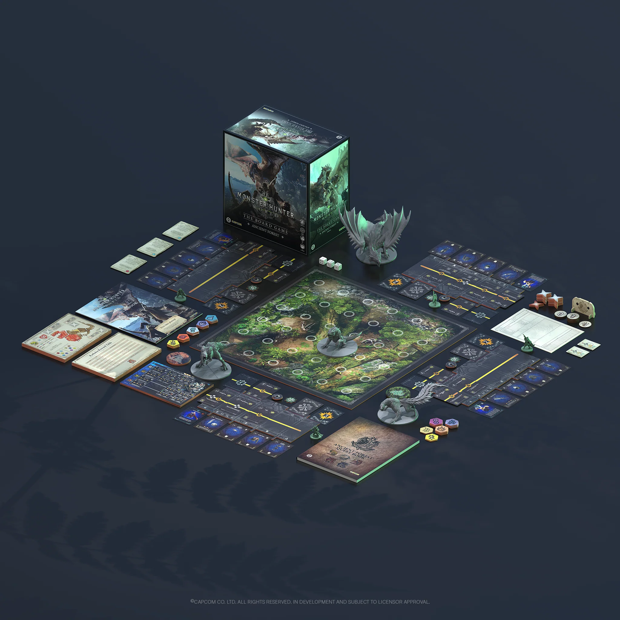 Monster Hunter World Ancient Forest game board and terrain tiles