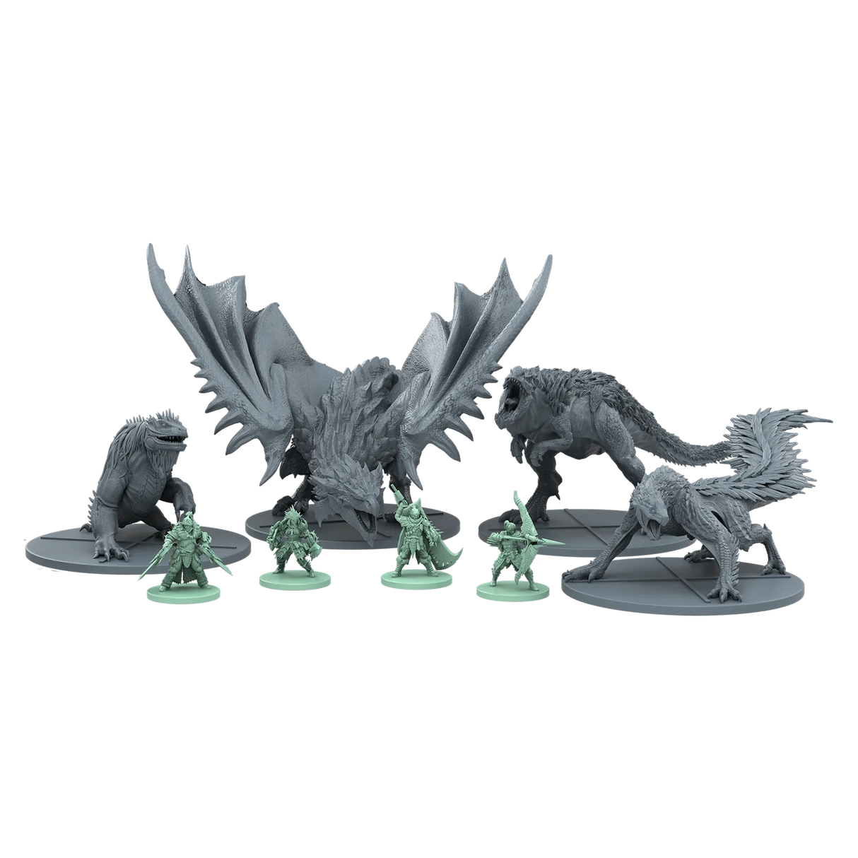 Monster Hunter World Ancient Forest with detailed monster and hero miniatures