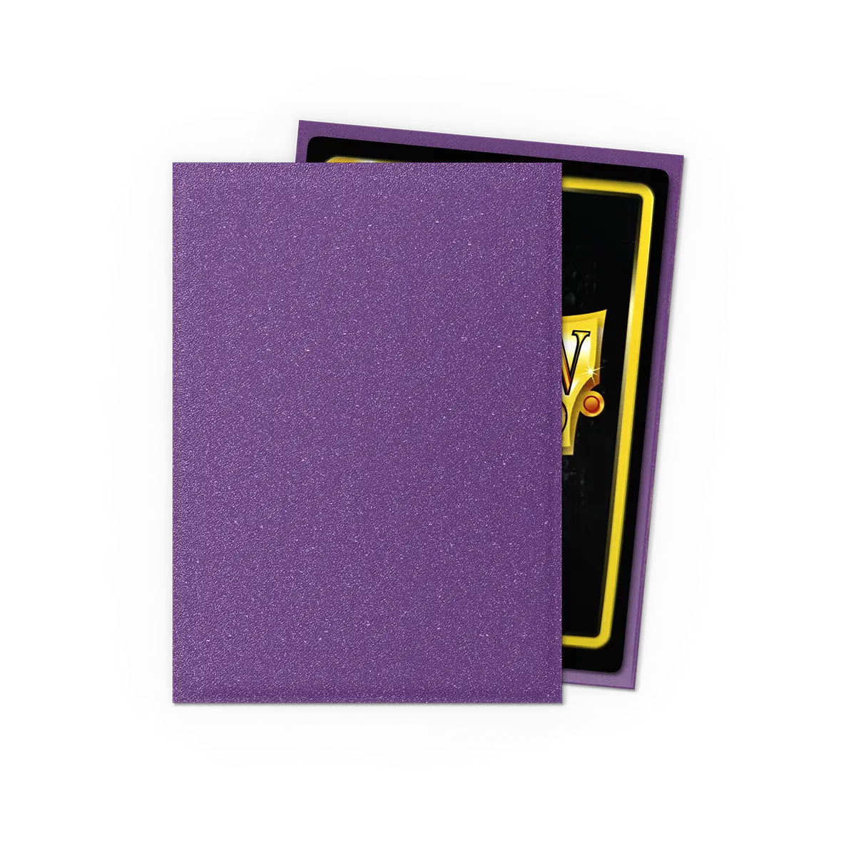 Dragon Shield - Matte Amethyst Sparkly Sleeves - Standard Size displaying card protection quality