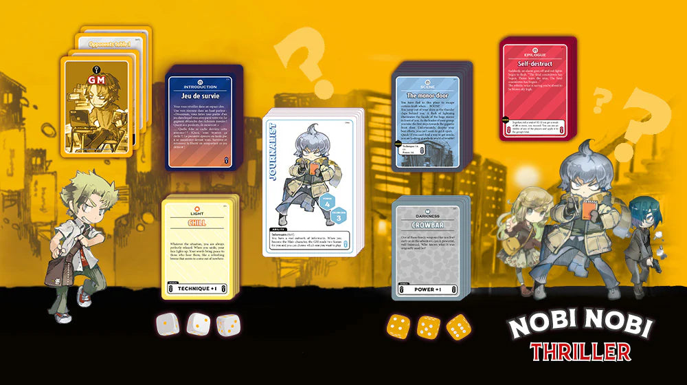 Nobi Nobi RPG: Thriller game contents including cards and components