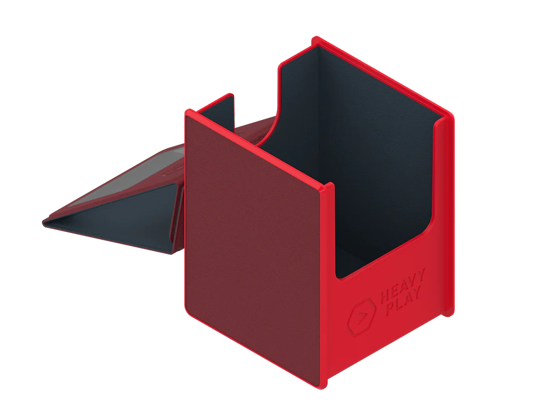 Heavy Play RFG Deckbox MAX 100DS: Barbarian Red featuring magnetic cover open