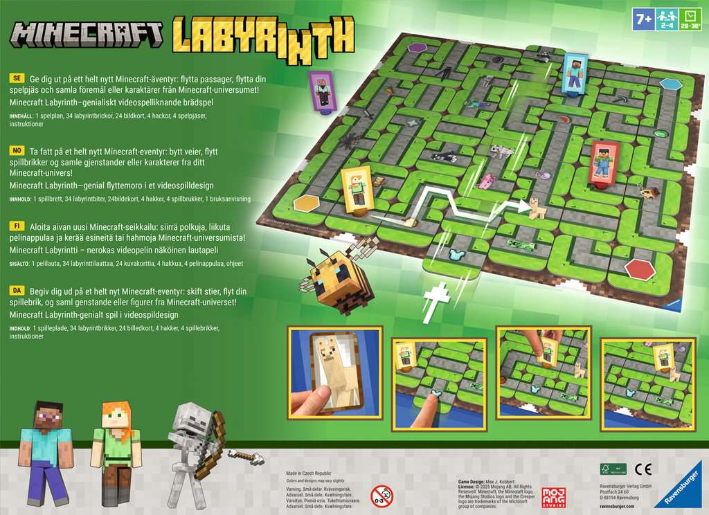 Labyrinth: Minecraft board game maze and components