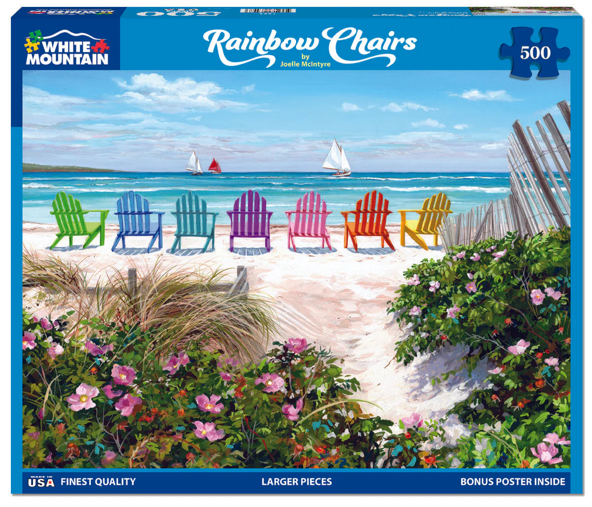 Rainbow Chairs - 500 Piece Jigsaw Puzzle White Mountain