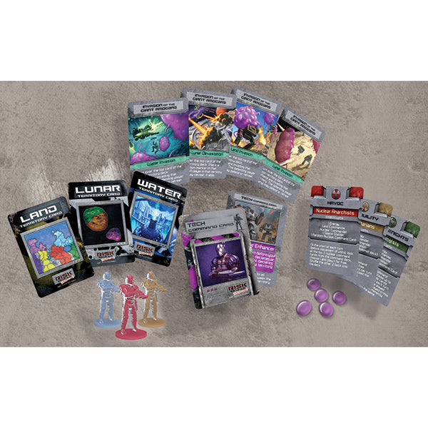 RISK 2210 A.D. Frontline board game components and miniatures