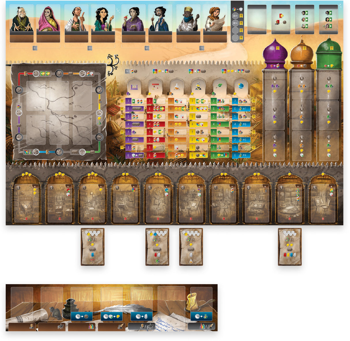 Scholars of the South Tigris component cards and resource tokens