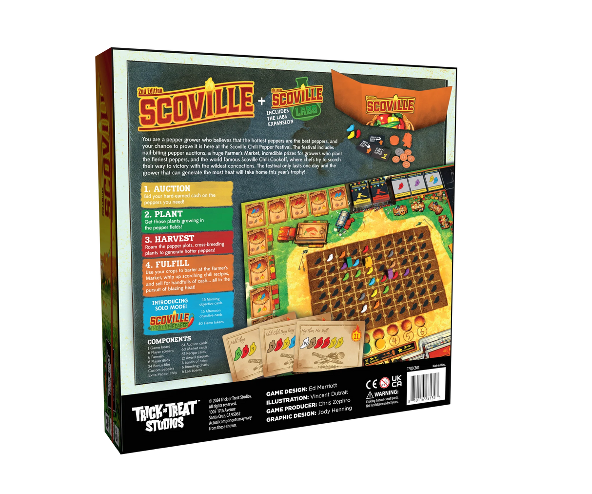 Scoville: Second Edition gameplay setup with pepper farm board