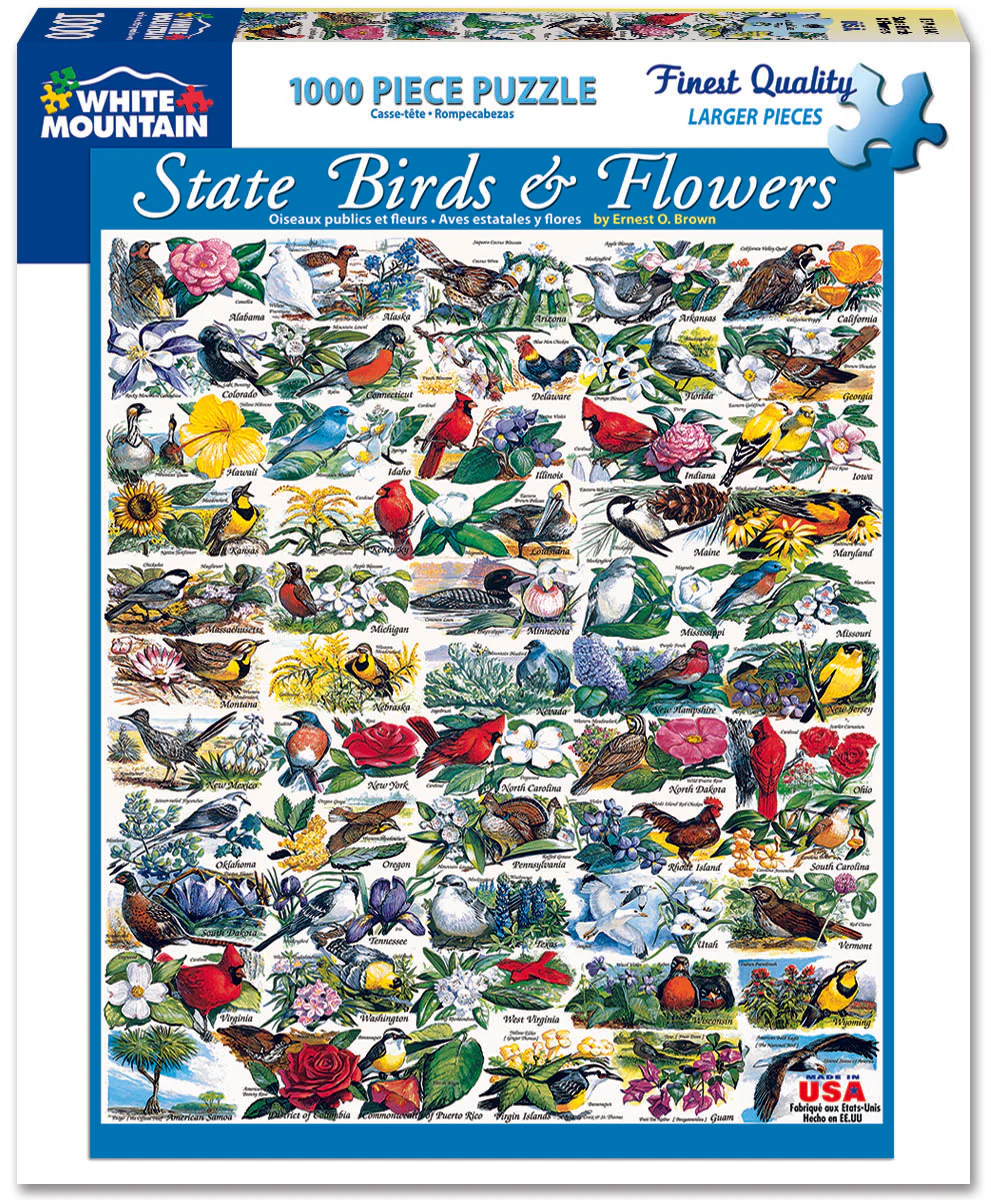 State Birds & Flowers - 1000 Piece Jigsaw Puzzle White Mountain
