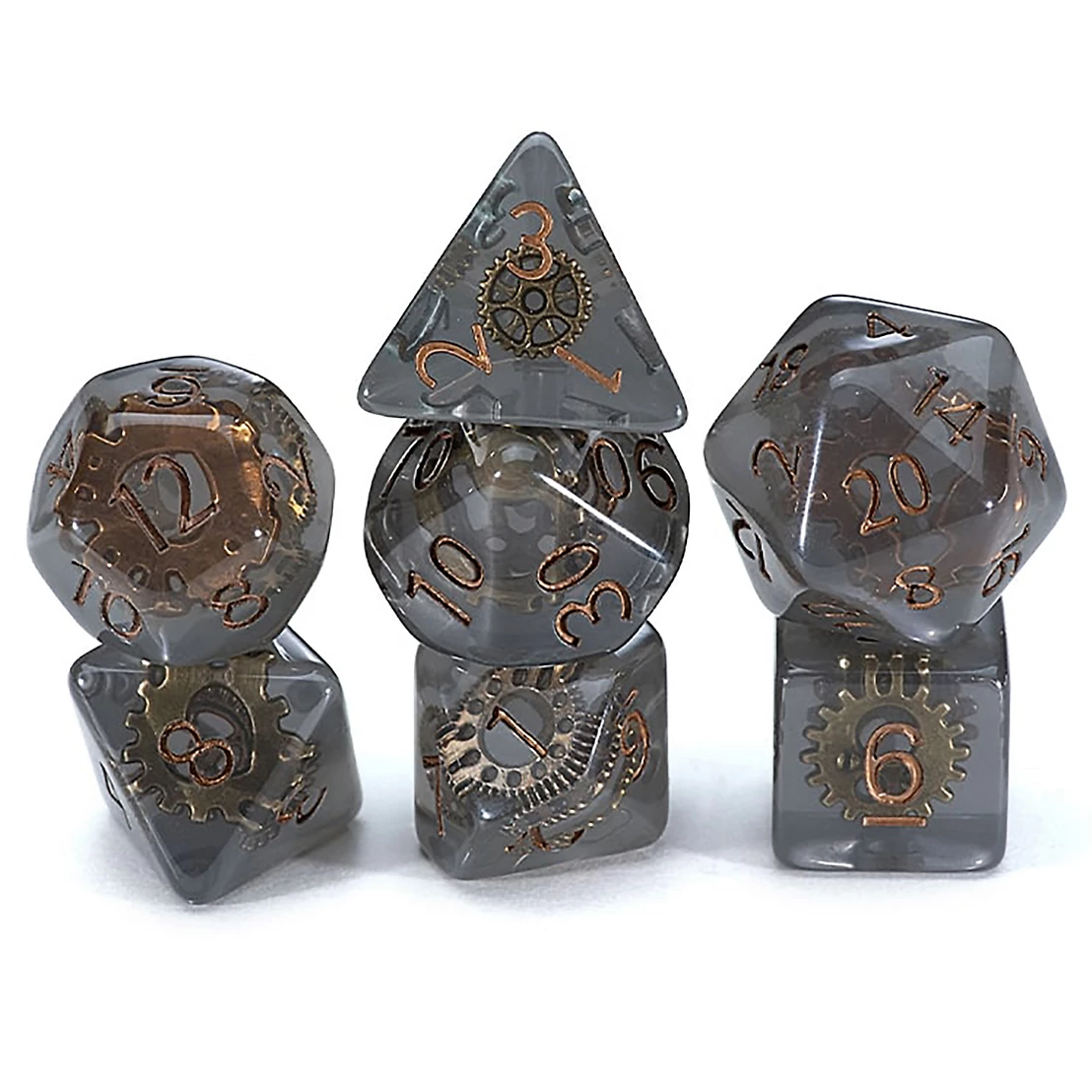 Inclusion Dice: Steampunk (7 Polyhedral Dice Set) (Pre-Order) | Elderwoods